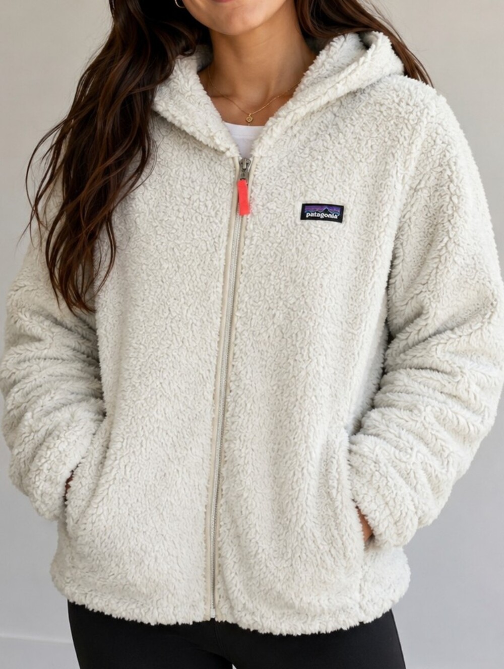 Patagonia Los Gatos Fleece Hoody Off White Cream Jacket SZ XL